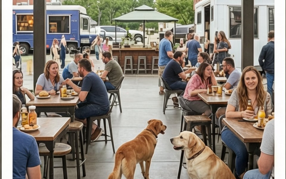 Social Beer Garden HTX editorial mood illustration for Houston
