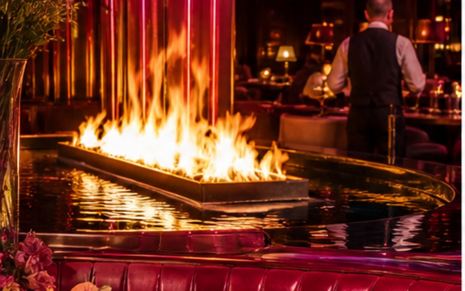 Peppermill Restaurant and Fireside Lounge editorial mood illustration for Las Vegas