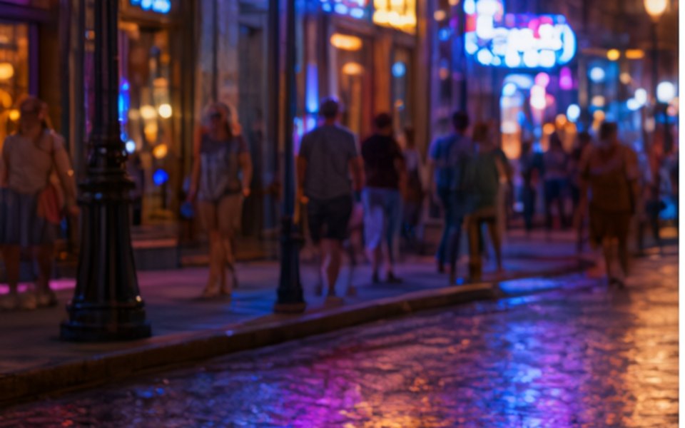 Beale Street Entertainment District editorial mood illustration for Memphis