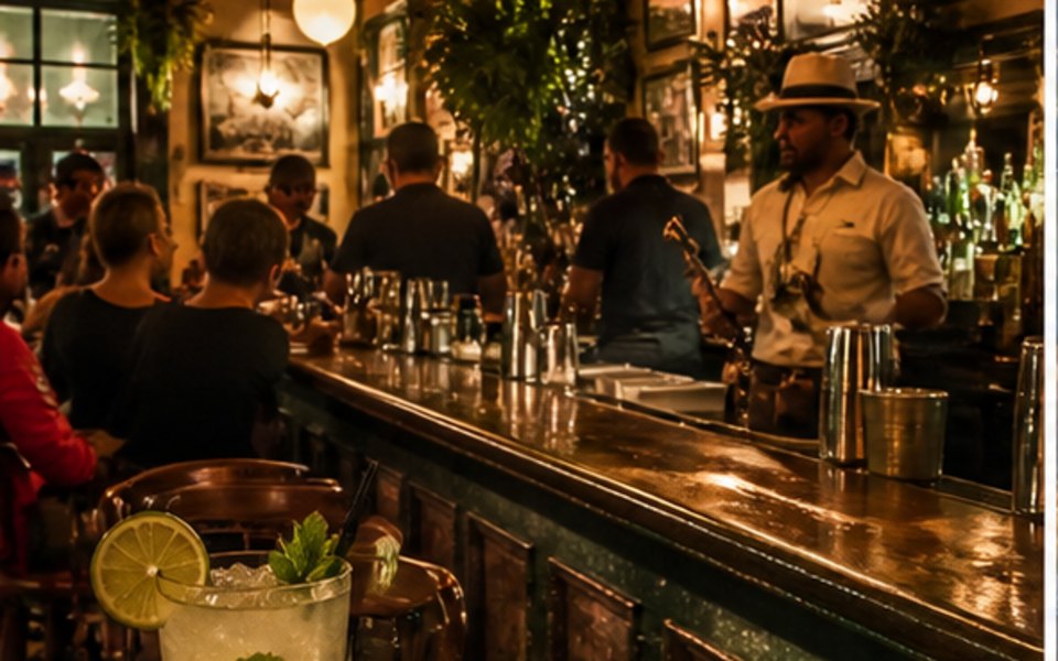 Old's Havana Cuban Bar & Cocina editorial mood illustration for Miami
