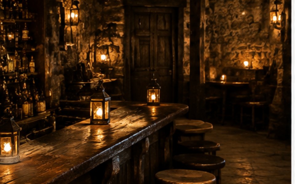 Lafitte's Blacksmith Shop Bar editorial mood illustration for New Orleans
