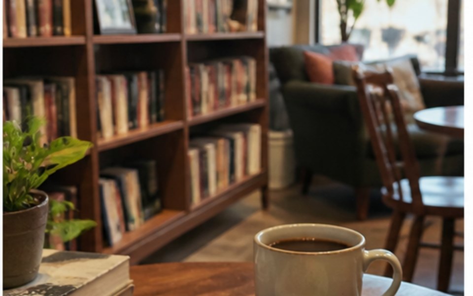 Trident Booksellers & Cafe editorial mood illustration for Boston