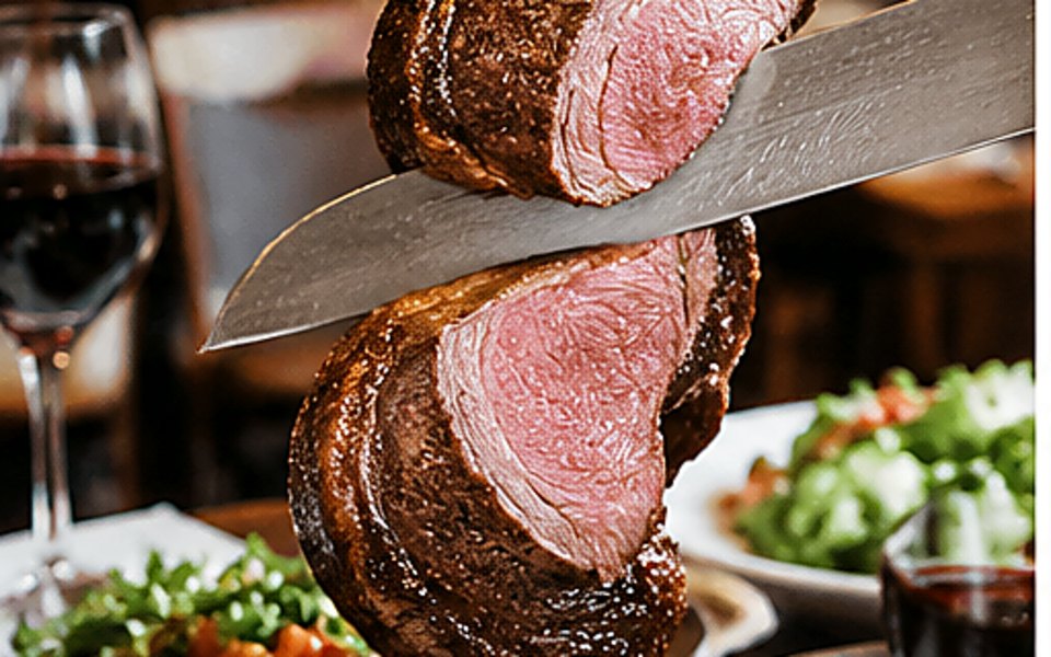Fogo de Chão Brazilian Steakhouse editorial mood illustration for Austin