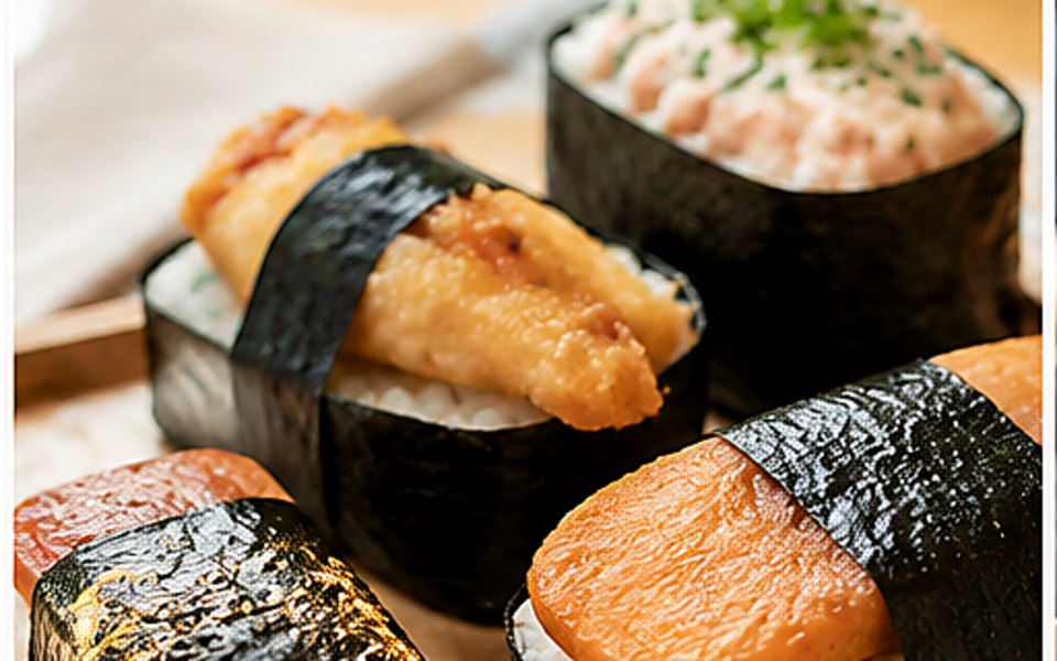 Musubi Cafe IYASUME editorial mood illustration for Honolulu