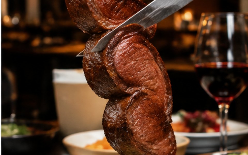 Fogo de Chão Brazilian Steakhouse editorial mood illustration for Philadelphia