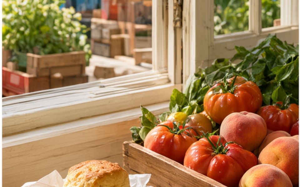 State Farmers Market Restaurant editorial mood illustration for Raleigh