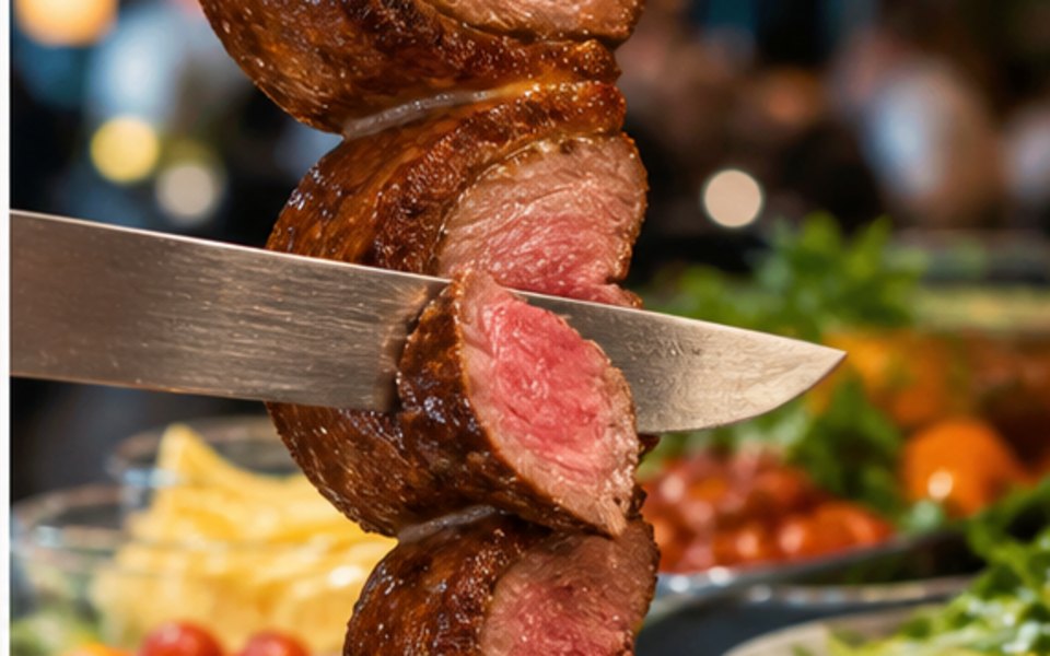 Fogo de Chão Brazilian Steakhouse editorial mood illustration for San Diego