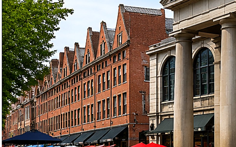 Faneuil Hall Marketplace editorial mood illustration for Boston