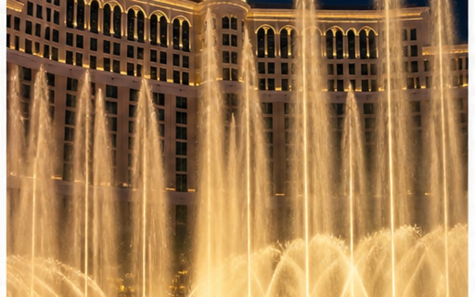 Fountains of Bellagio editorial mood illustration for Las Vegas
