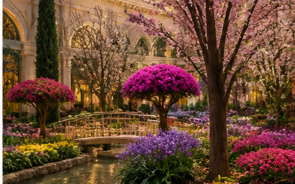 Bellagio Conservatory & Botanical Gardens editorial mood illustration for Las Vegas