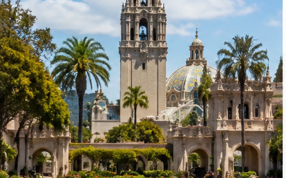 Balboa Park editorial mood illustration for San Diego