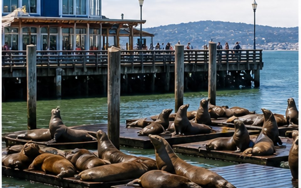 PIER 39 editorial mood illustration for San Francisco