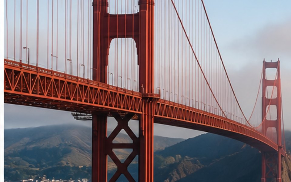 Golden Gate Bridge editorial mood illustration for San Francisco